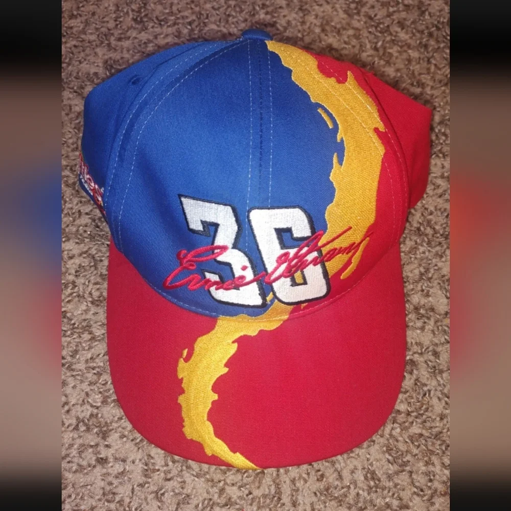 Vintage 90's NASCAR Ernie Irvan #36 Skittles Snapback Paint Brush Hat Cap - Picture 2 of 11